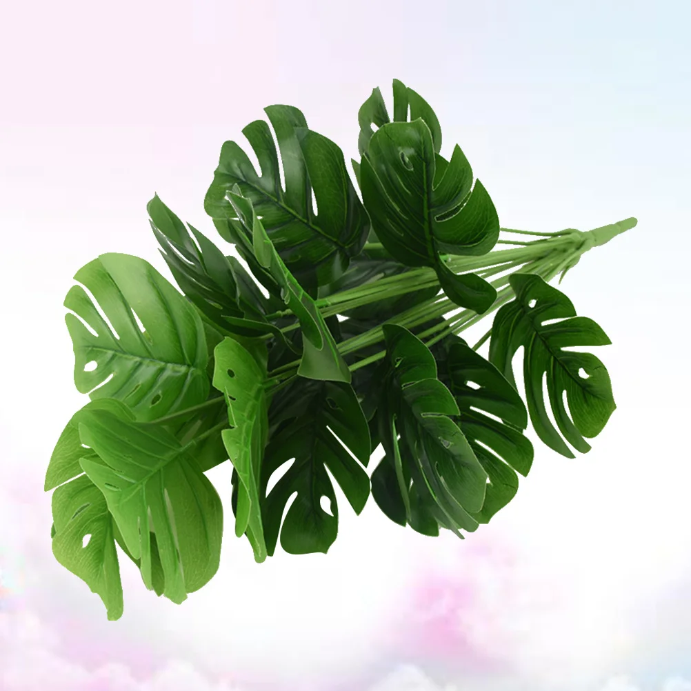 

Artificial Monstera Leaves Lifelike Simulation Turtle Back Plant Decor For Home Office Cafe Living Room Bedroom Green