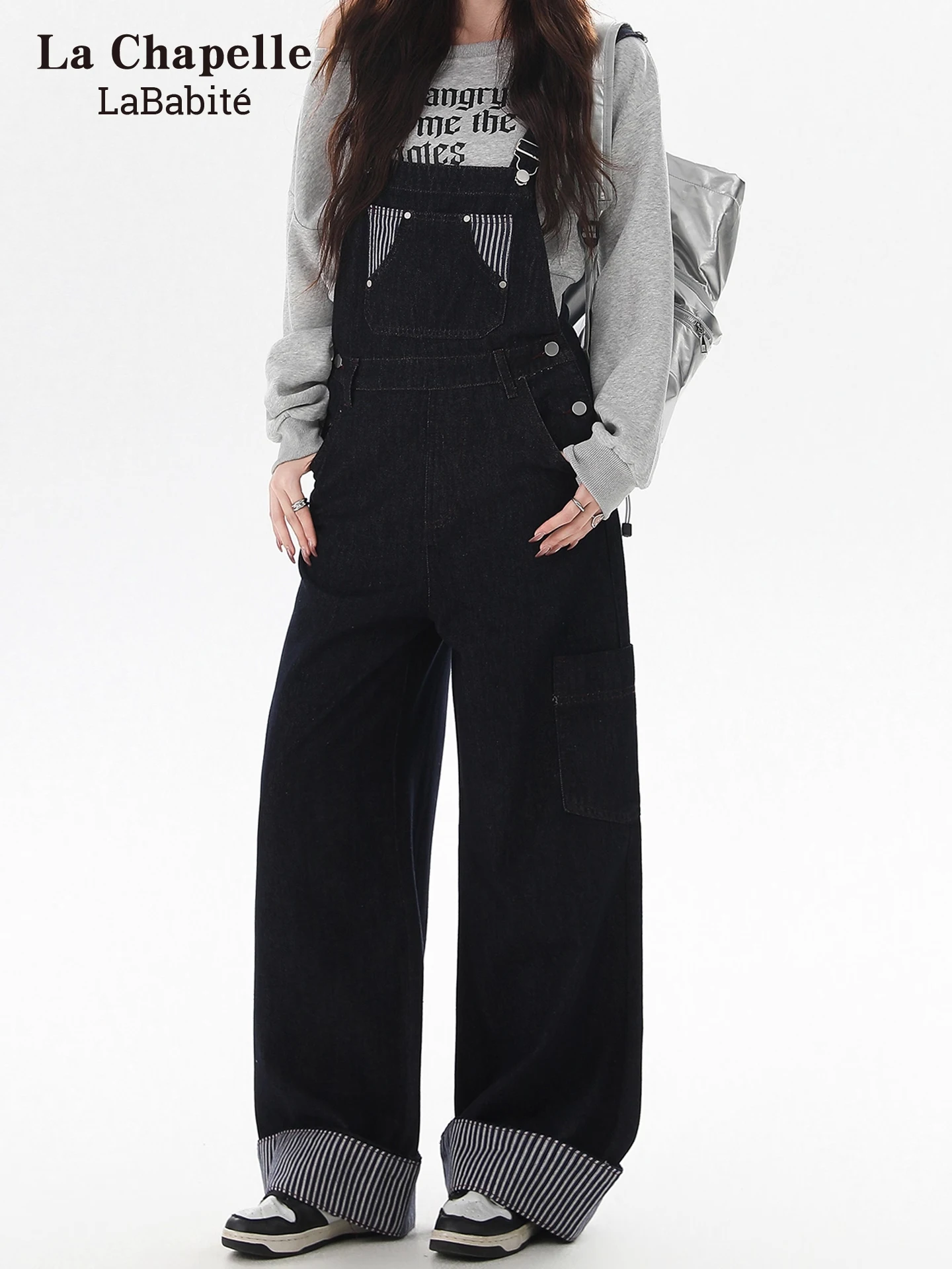 

Джинсовые синие широкие комбинезоны длиной до пола Lababite, женские осенне-зимние повседневные хлопковые джинсы с высокой талией и брюками