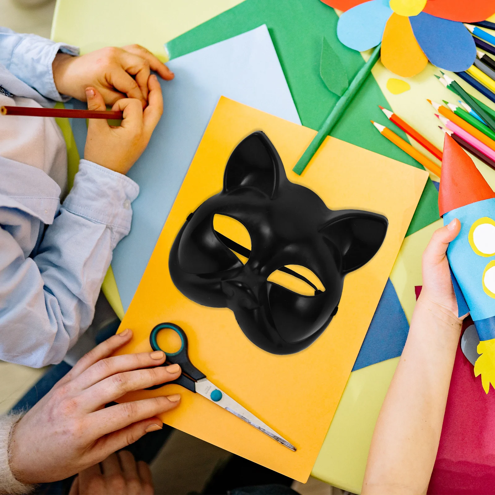 4 pçs máscara em branco gato preto plástico animal rosto para halloween traje festa masquerade bola feminino masculino artesanato à prova dwaterproof água