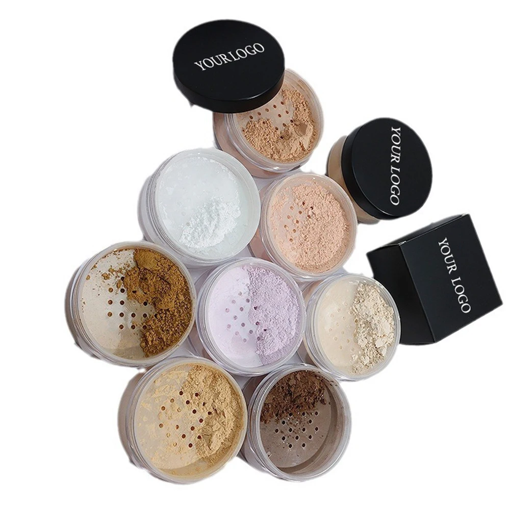 

Веганский индивидуальный логотип, частная марка, круглая бутылка, пудра для фиксации, легкая водостойкая рассыпчатая пудра для лица, контроль жирности, макияж