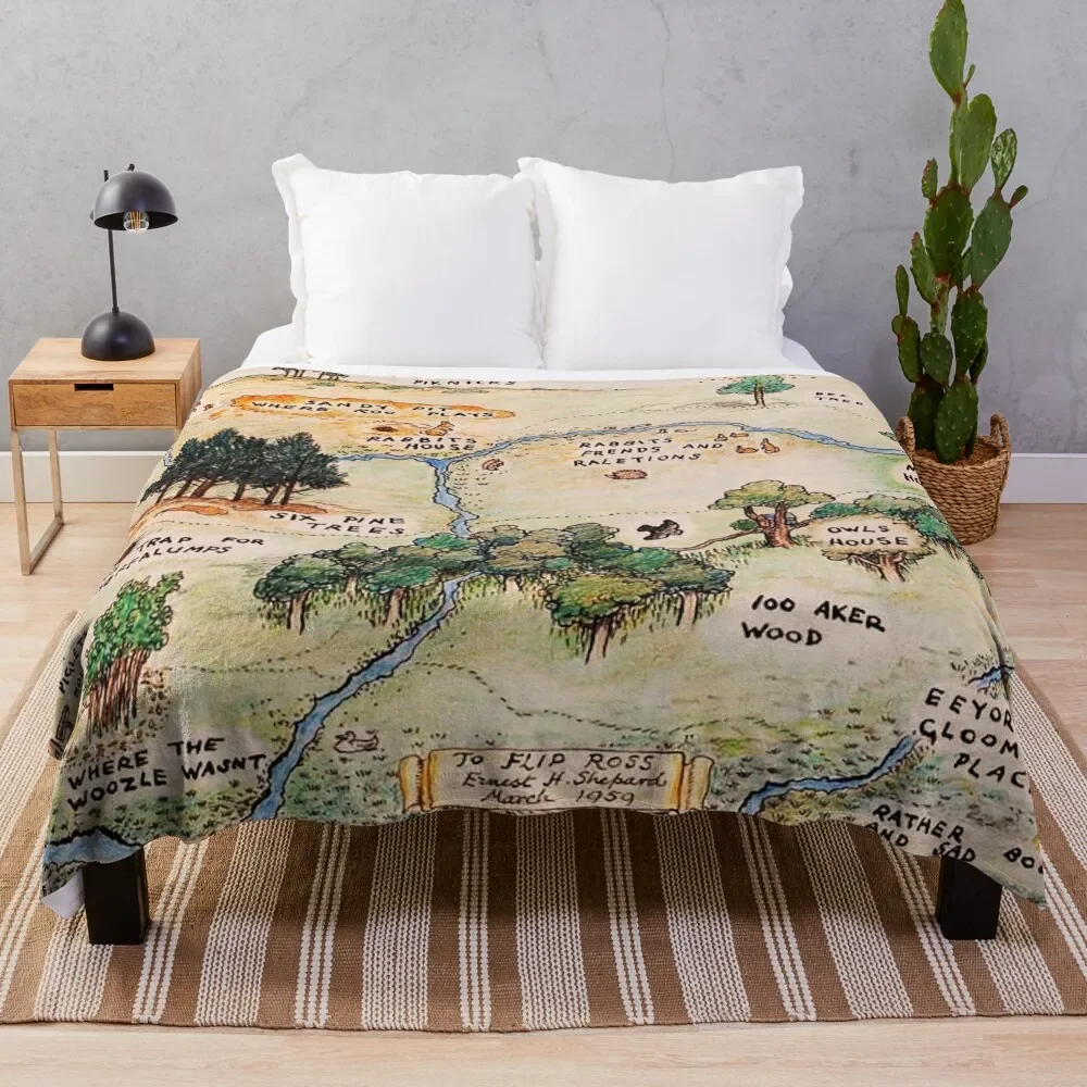 

100 Acre Wood map Throw Blanket Flannels Summer warm winter Blankets