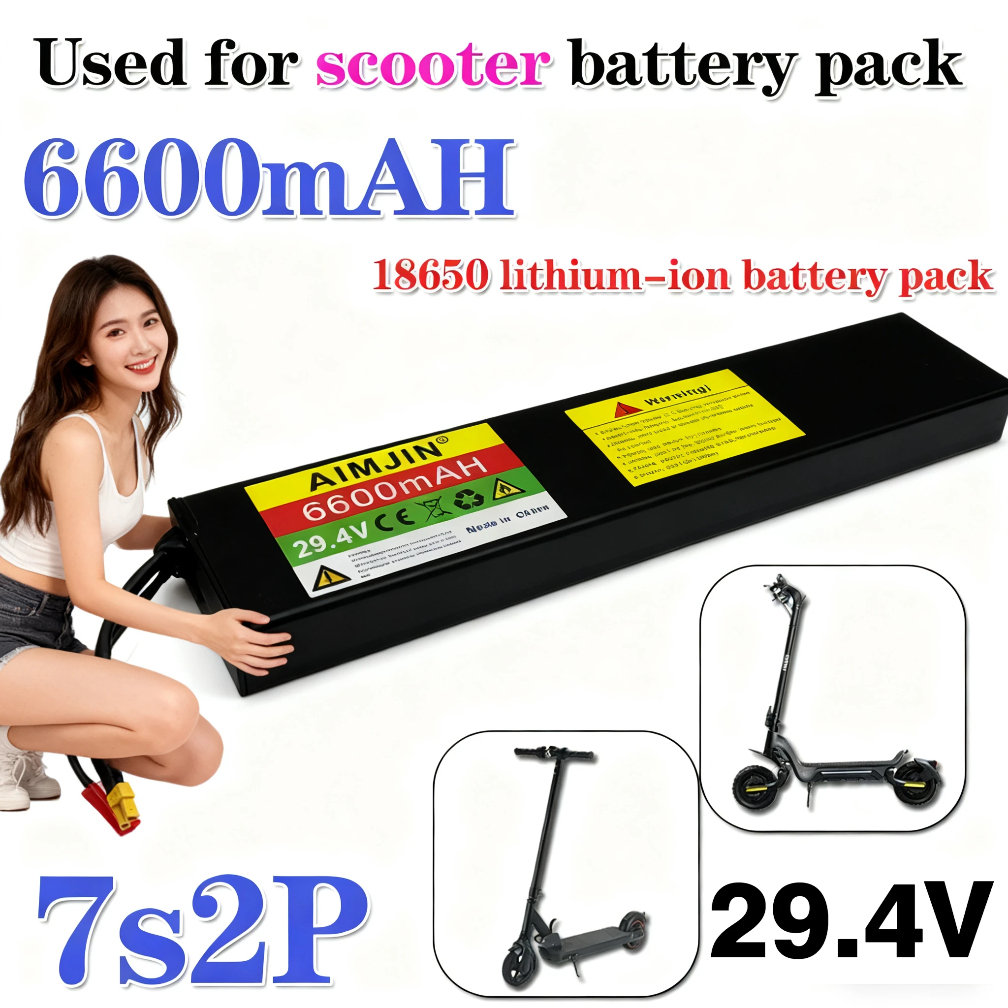 

High quality 7S2P 29.4V 6000mAh 18650 Lithium-ion Rechargeable Battery Pack 151.2Wh For 29.4V Electric Scooter Battery