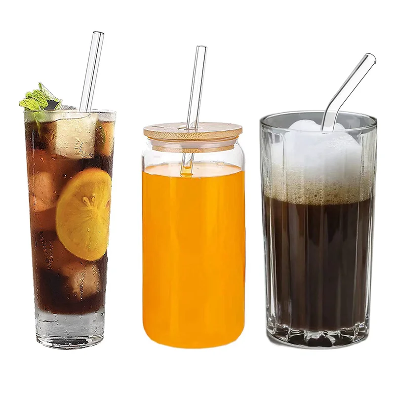 

AT29-48PCS Reusable Clear Glass Straws Shatter Resistant Glass Drinking Straw 24 Straight And 24 Bent With 16 Brushes