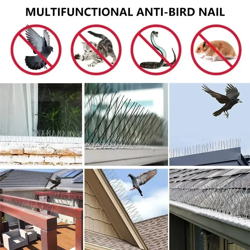 Kolce do gołębi odstraszacz ptaków ze stali nierdzewnej odstraszające gołębie dla ptaków 25CM Bird kolce Kit zapobiegający wznoszeniu się