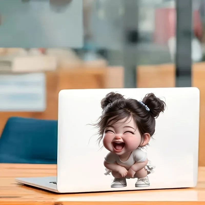 

1pc Happy Laughing Girl Vinyl Sticker, Glossy Self-Adhesive Decal for Glass, Metal, Ceramic & Daily Decor