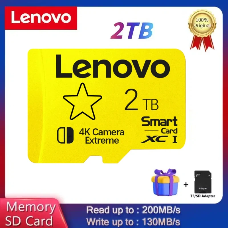 Lenovo การ์ดหน่วยความจำ2TB UHS-I 128GB ความจุ64GB 128GB การ์ด Micro TF SD การ์ด TF แฟลชการ์ด TB 512GB การ์ดหน่วยความจำ1TB สำหรับ Nintendo SWITCH