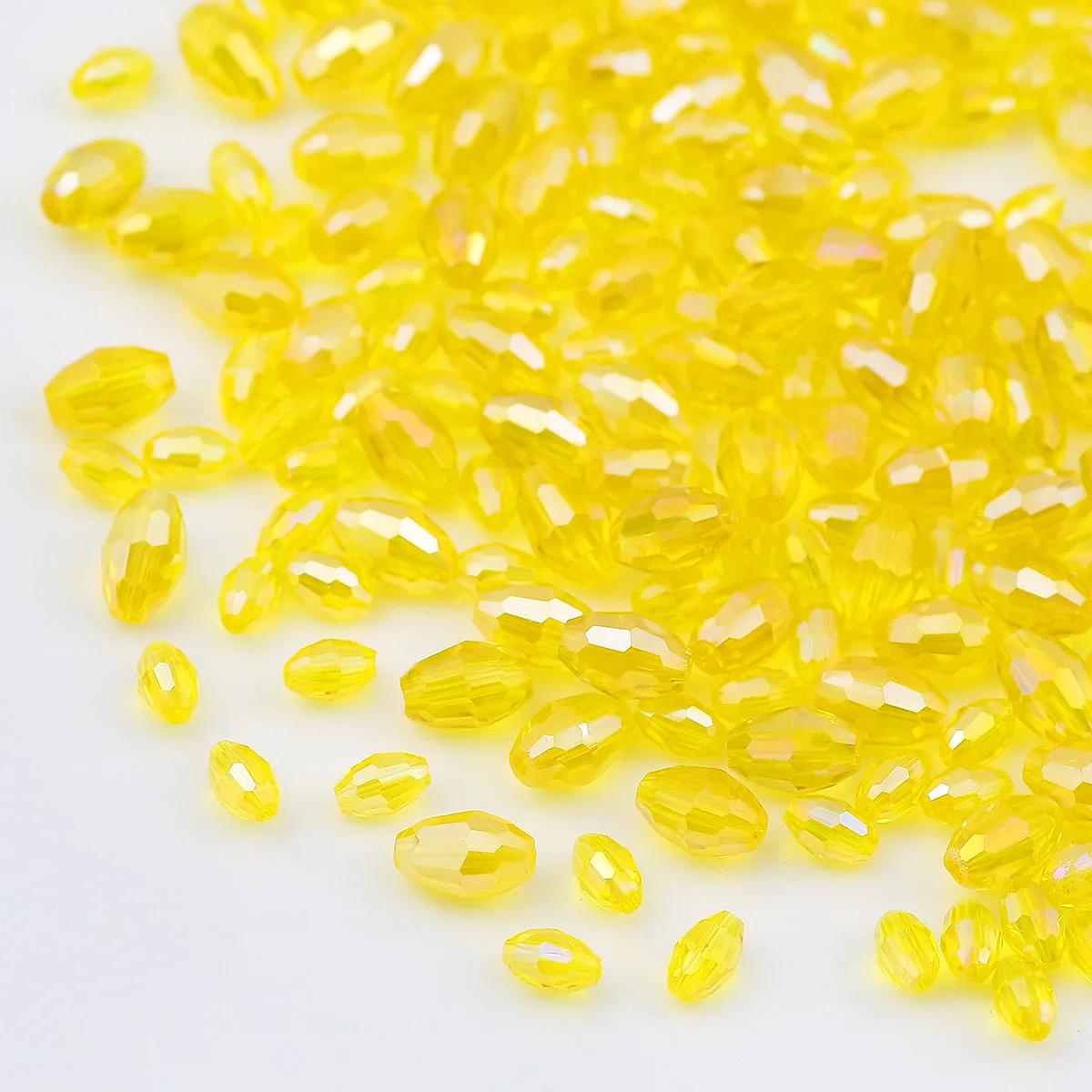 4x6/5x8mm Yellow AB Oval Faceted Austrian Crystal Glass Rice Grains Loose Spacer Beads For Jewelry Making DIY Bracelets Necklace