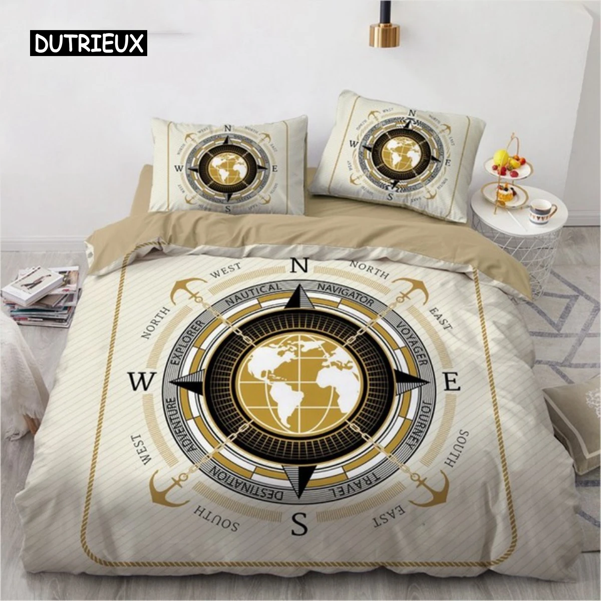 Anchor Bedding Set Fashion Duvet Cover Nautical Anchor Boat Pirate Quilt Cover for Women Men Kids Teens Boys Bedroom Decoration