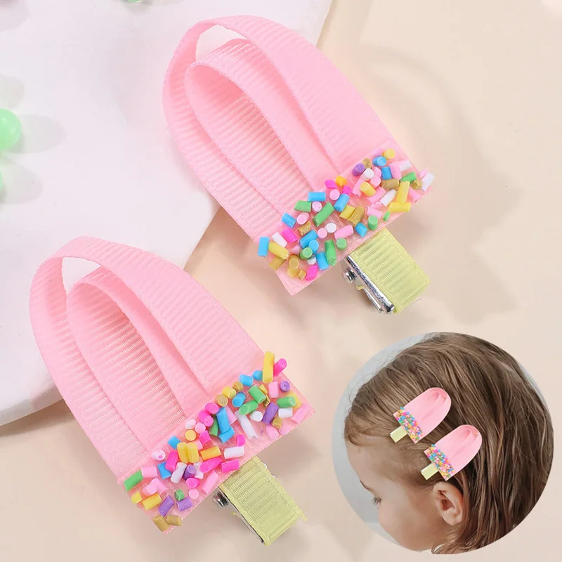 

Милые детские заколки для волос, 2 шт., однотонная лента, ледяная женская заколка, детские головные уборы ручной работы, инструменты для украшения волос