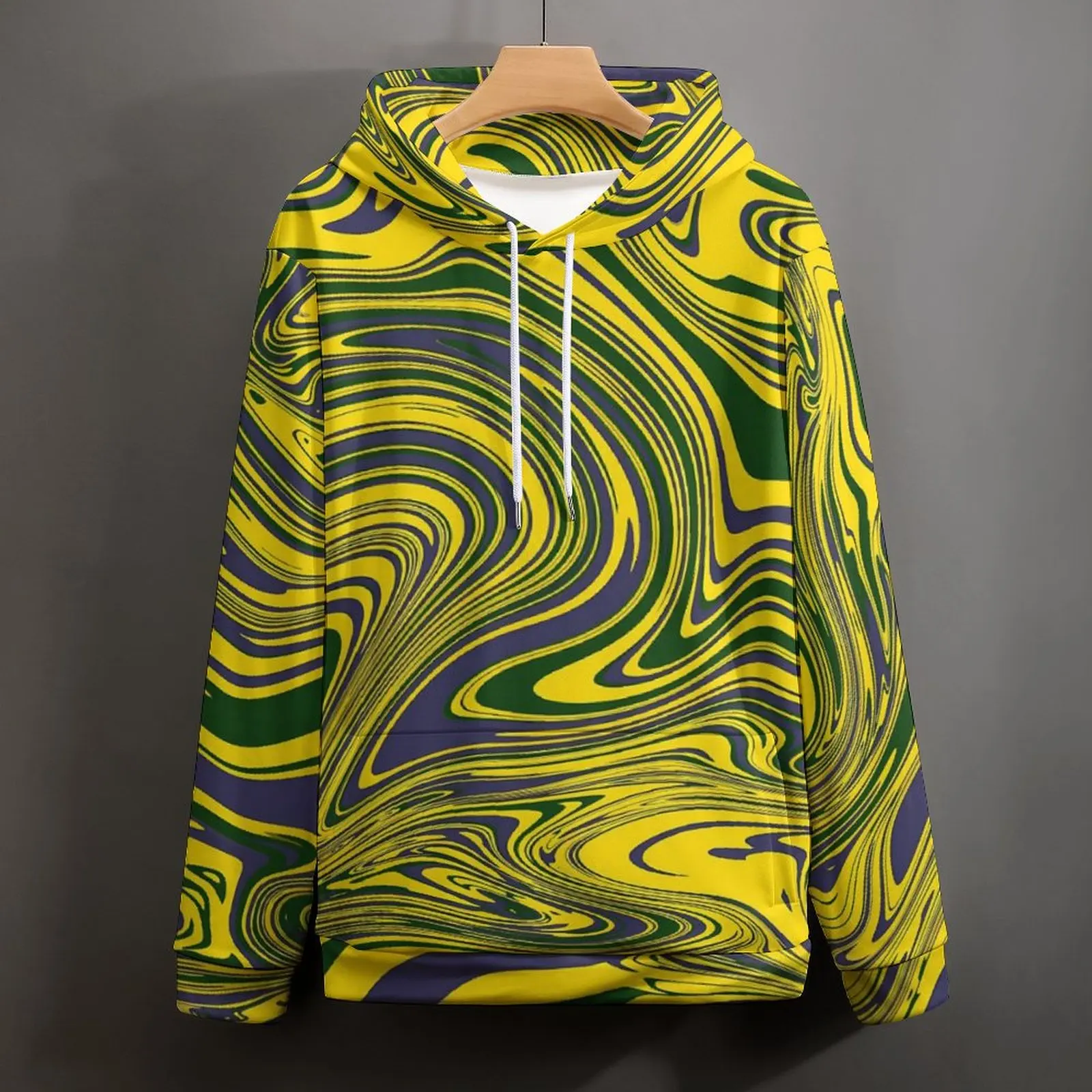 Swirls Print Hoodies Yellow Green Purple Hip Hop Oversize Hoodie Women Long Sleeve Pretty Design Casual Hooded Sweatshirts