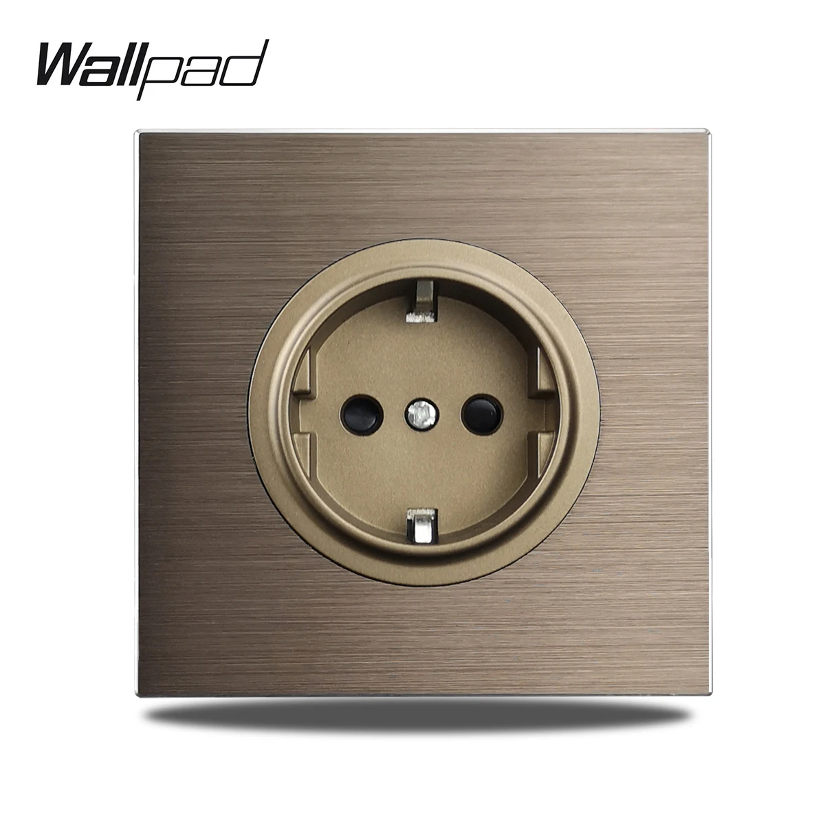 EU Frans stopcontact elektrische wandcontactdoos geborsteld bruin aluminium 1-5 poorten plaat USB oplaadpoort RJ45 CAT6 bekabeling stopcontact