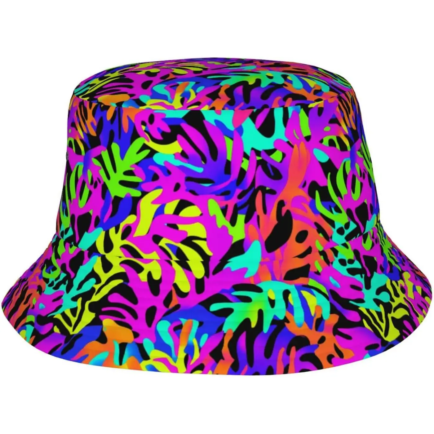 

Кепка-панама унисекс с неоновым радужным абстрактным принтом, летняя, для защиты от солнца, с УФ-защитой, повседневная, для активного отдыха, рейвов, фестивалей, рыбалки