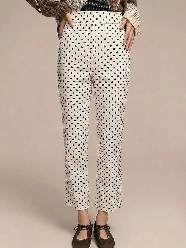 

Женские винтажные классические брюки-клеш в горошек с застежкой-молнией для повседневной носки, уличной моды, вечеринок и образов в стиле Y2K