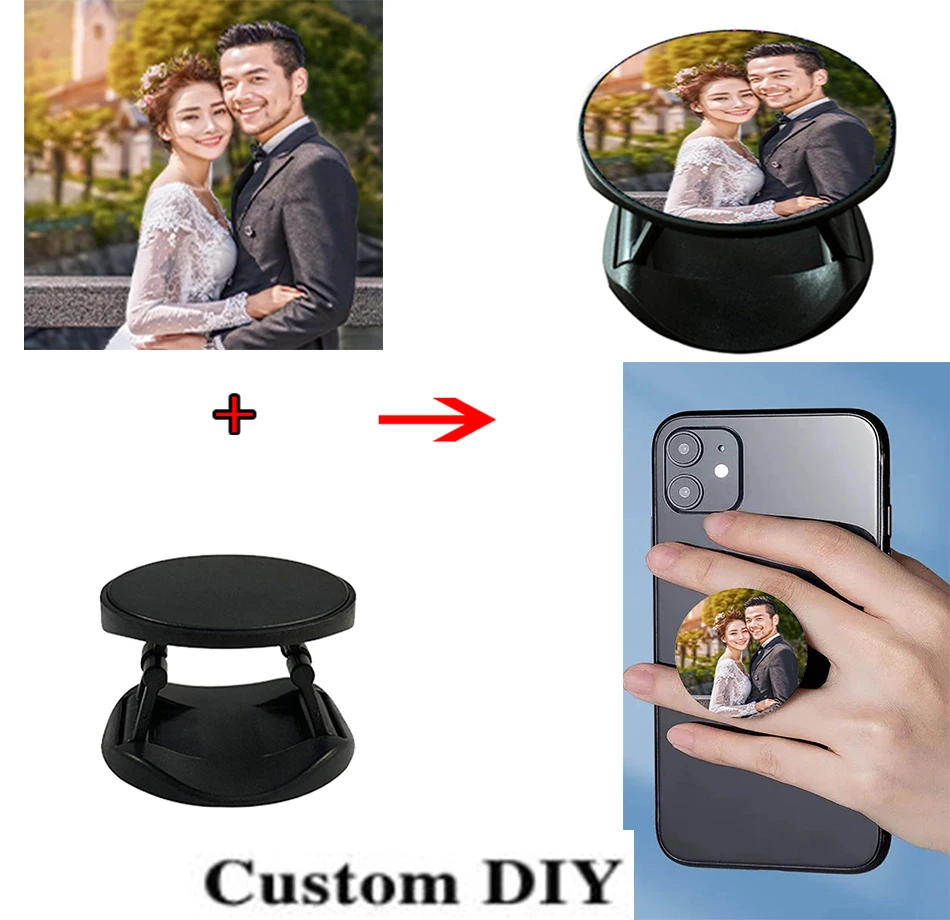 Mobile phone and tablet Round Cute Finger baseus Phone Holder Expanding Stand Grip Pocket Socket Foldable Customized Gift