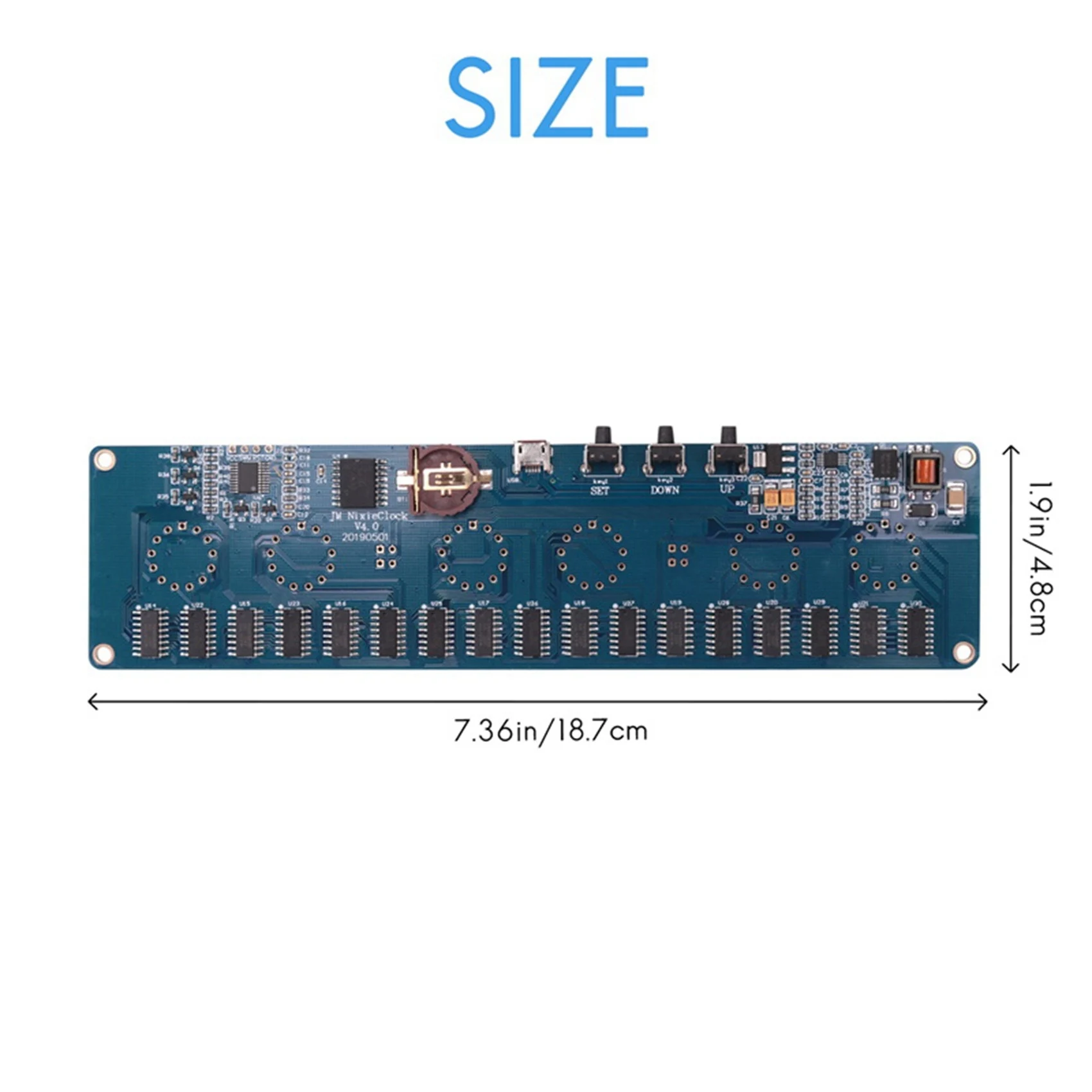 AEE7-DIY In14 In4 Nixie Tube Clock Digital LED Kit de placa de circuito de presente, PCBA sem tubos