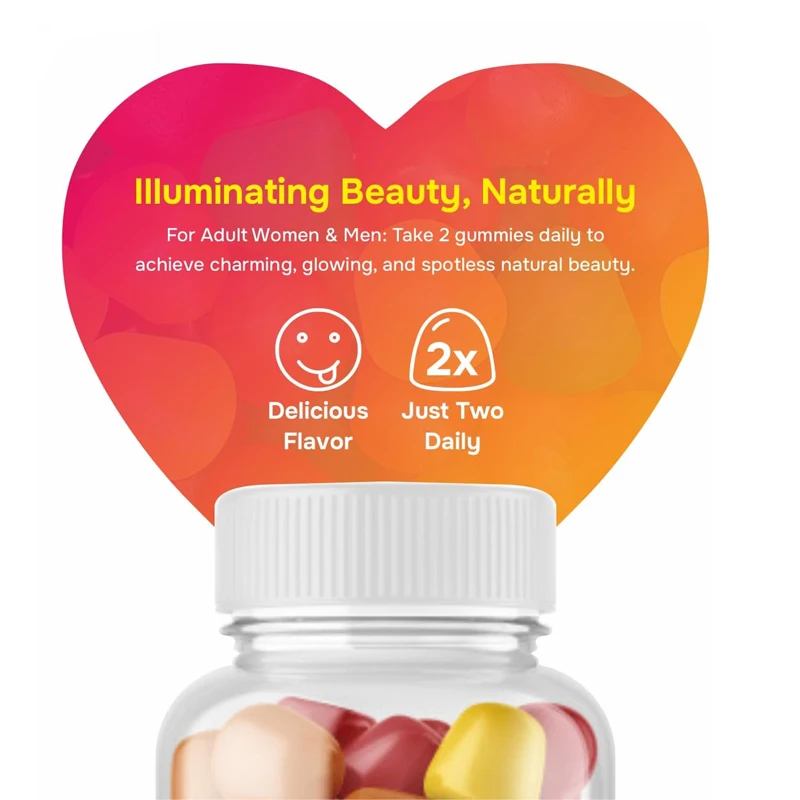 Vitamin gummies,60 capsules,apple flavored,vegetarian,gelatin free, gluten free, nut free, glowing and moisturizing for the skin