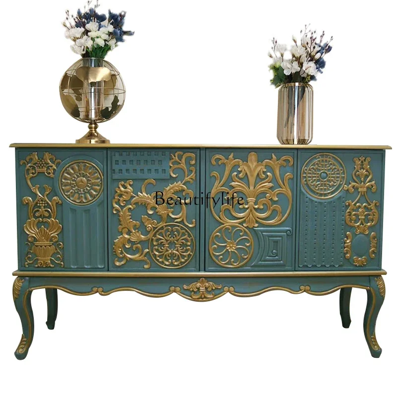 

ls 42French entrance cabinet luxury European engraving American storage light luxury decorative cabinet living room
