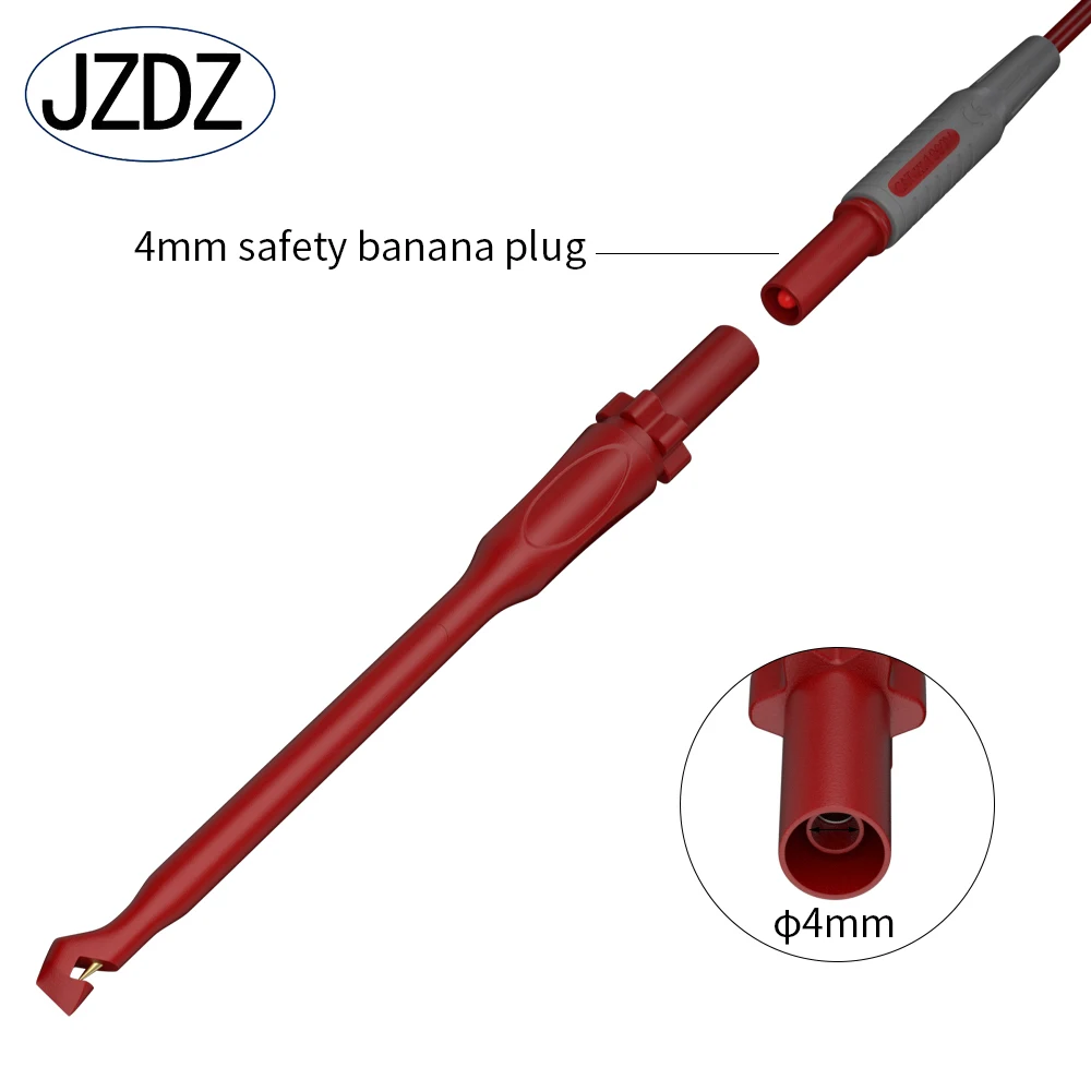 JZDZ 2pcs Test Probe Clip Non-Destructive Wire-Piercing Back Probe Pins 4MM Jack Puncture Test Hook Tool Red Black J.30036