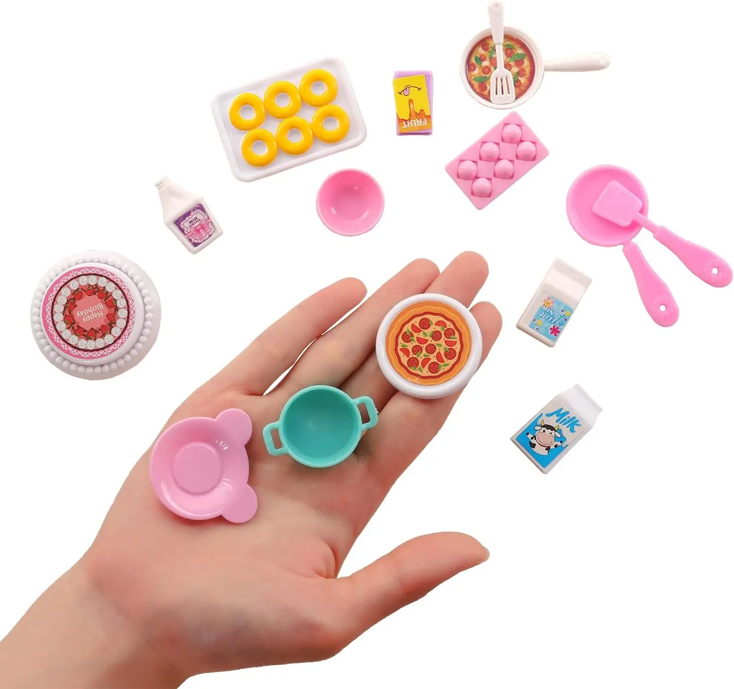 43pcs Set Food Accessories Mini Items for Dolls Cute Dollhouse Miniatures Doll Accessories Cake Cutlery DIY Playhouse Toys