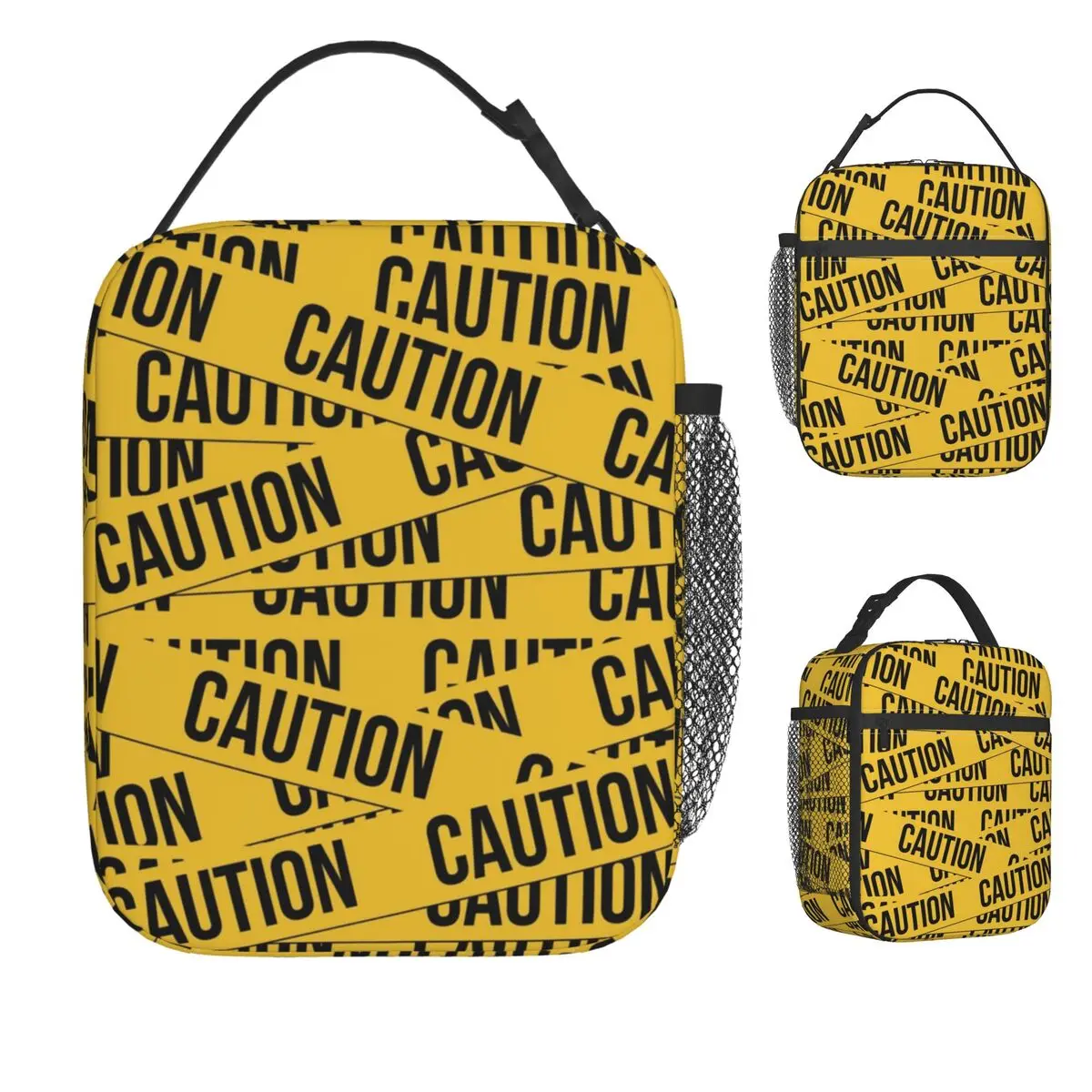 

Caution Tape Pattern Lunch Bag Crime Scene Work Lunch Box For Girls Kawaii Custom Tote Food Bags Waterproof Cooler Bag