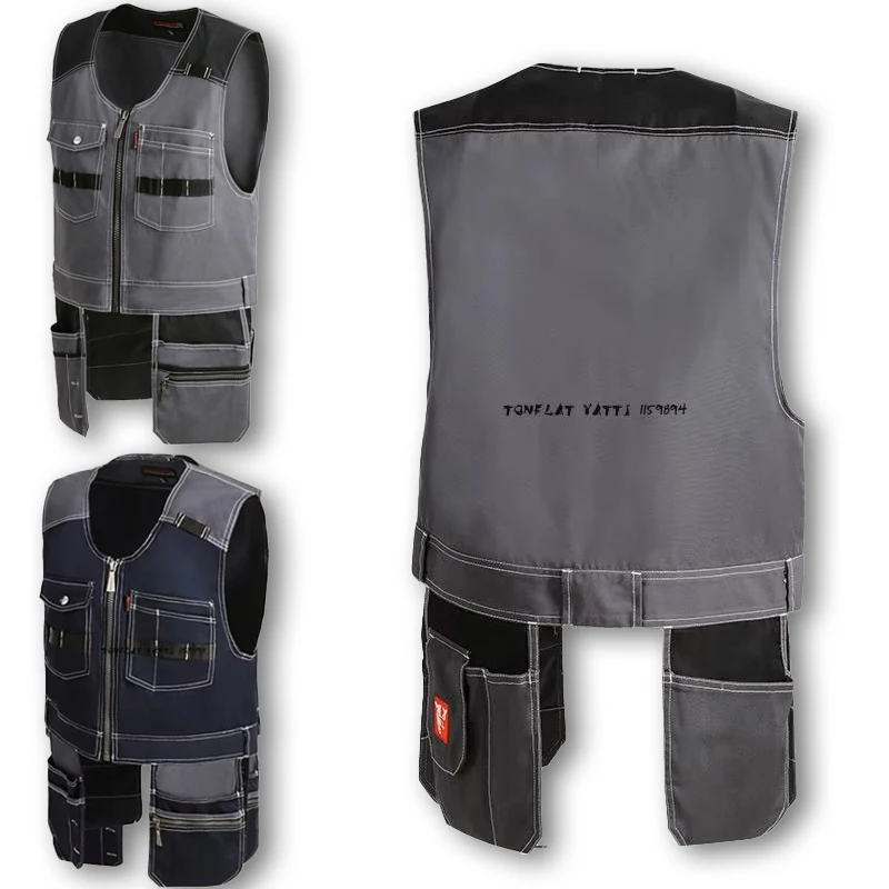 High Quality Men Male Outdoor Workwear Mens Work Vests Multifunction Tool Multi Pockets Vests Waistcoat tuta da lavoro uomo 2XL