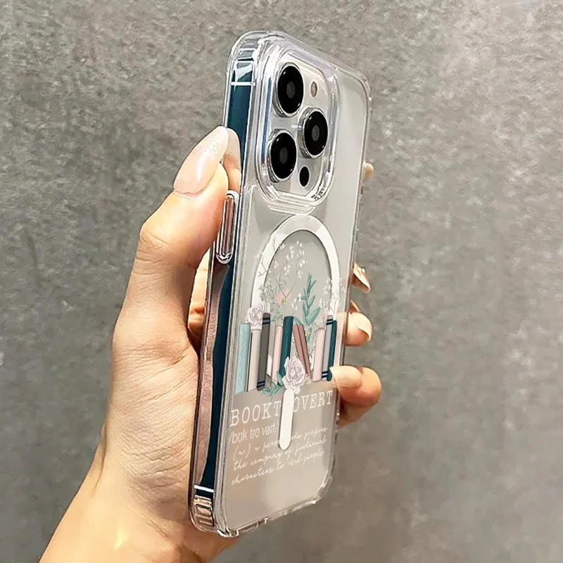 Book Lover Design Magnetic Acrylic Clear Phone Case for For iPhone 17 16 15 14 13 12 11 Pro 16E XR XS 7 8 Plus SE 2022 PC Cover - view 4
