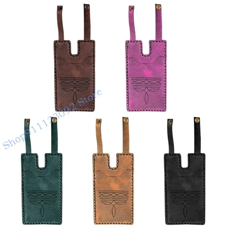 

H9ED Western Boot Wallet Leather Card Holder With Closure Strap Leather Boot Wallet For Women Music Concerts Riding Hiking