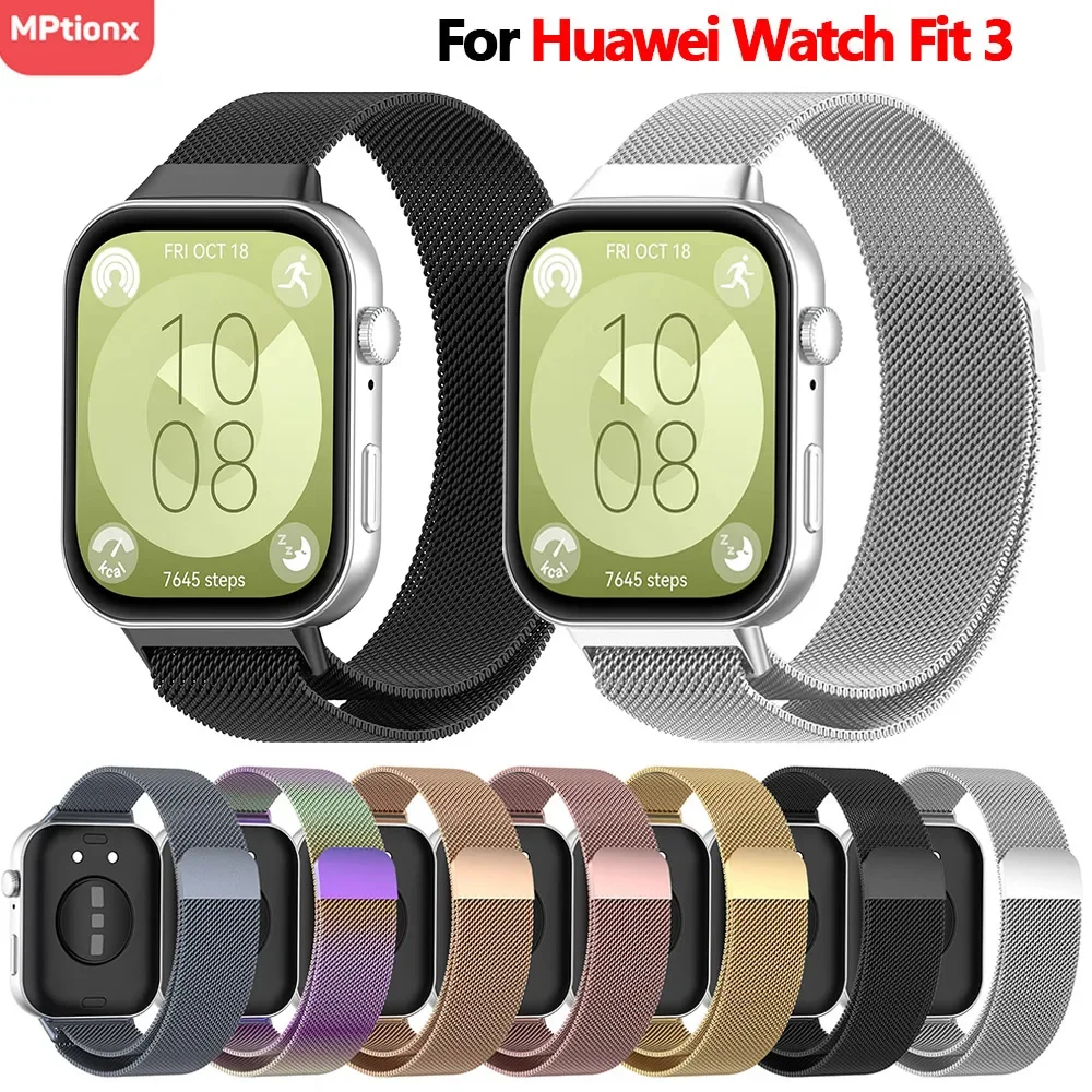 Milanese lusband voor Huawei Watch Fit 3 Smartwatch Magnetische roestvrijstalen armband Correa voor Huawei Fit 3-bandaccessoires