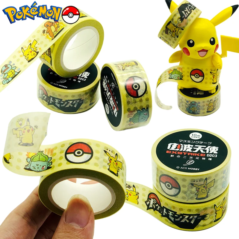 Pokemon Pikachu Washi Tape Cartoon Handbook Tape Stickers for School Office Supplies Gift Sealing Tapes Decorations Kids Gifts