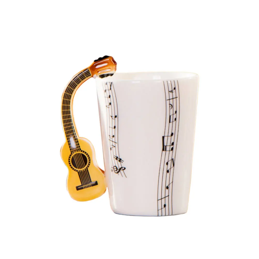 

Premium Ceramic Creative Coffee Cup Unique Guitar Shape Mug for Beverages Home Office Use Dishwasher Safe Drink Container