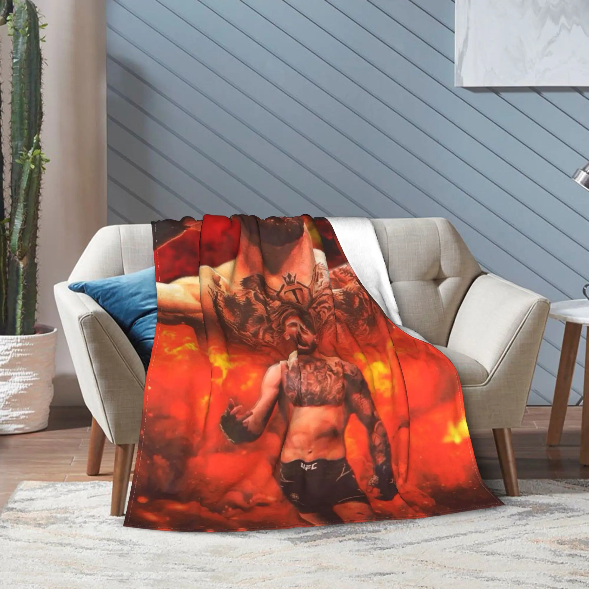 Ilia Topuria Wrestling Wrestler Blanket Multiple Sizes Warm Cozy Fluffy  Throw Blankets for Couch Sofa and Bed