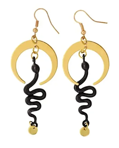 

Fashion Black Animal Snake Dangle Earrings Gold Geometric C Shape Drop Earrings For Women Halloween Party Prom Jewelry Gift