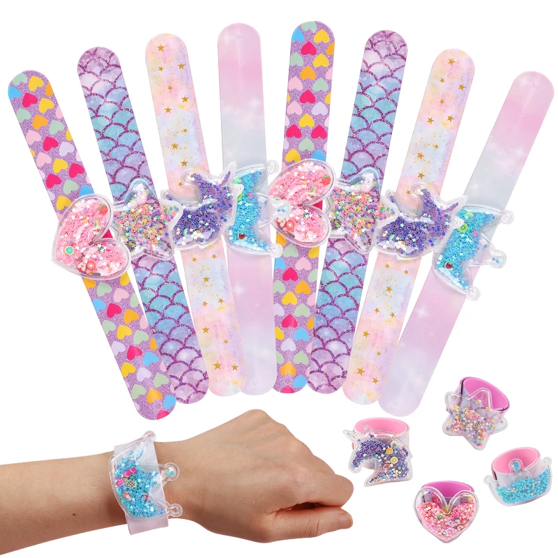 Pulsera de arena para niña Unicon, pulsera de silicona, piñata, corazón brillante, estrella, corona, fiesta de cumpleaños, regalo de recuerdo de Navidad