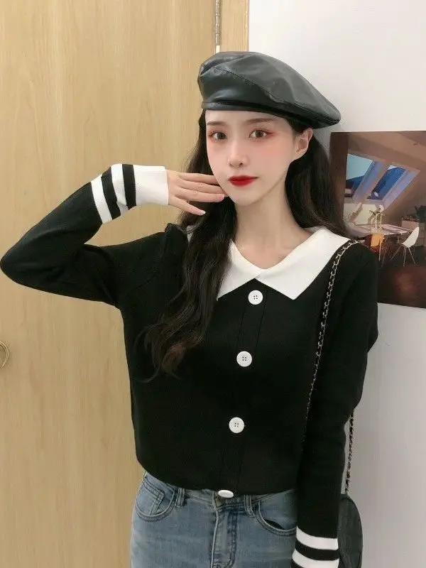 

Women's Knitted Sweater Spring Autumn 2025 New Faion Slim Fit Student Top Color Blo Knitwear Trendy Base irt