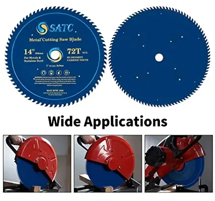SATC 14 بوصة شفرة منشار دائري سبائك الصلب شفرة قطع معدنية مع 1 بوصة أربور 72 الأسنان للمعادن الناعمة الغابة البلاستيكية