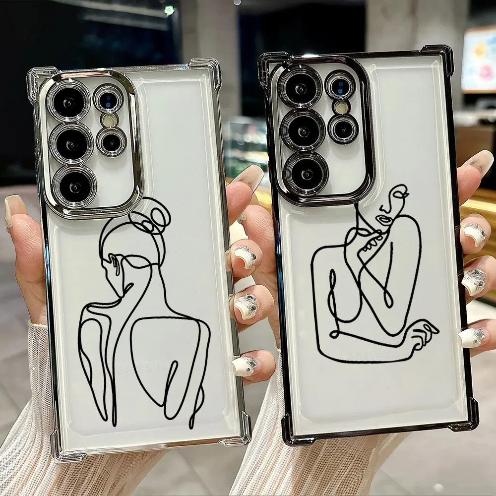 

Minimalist Female Wire Art Funda For Samsung S26 Ultra Phone Case For Galaxy S25 FE S26 S24 S23 S22 S21 Ultra S20 Plus 5G Cover