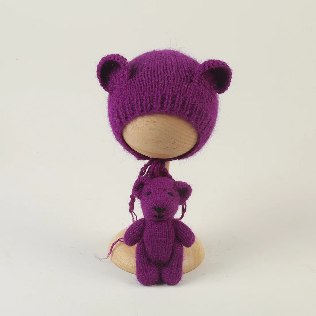 الوليد التصوير الدعائم لطيف الحيوان محبوك قبعة مع دمية 2 قطعة مجموعة الملحقات الملونة ديكور لالتقاط الصور في الاستوديو الدعامة #4