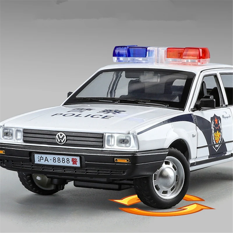 Santana-Coche de aleación fundido a presión para niños, vehículo de policía especial de Metal, modelo de coche de simulación de sonido y luz, colección de juguete, regalo, 1/24