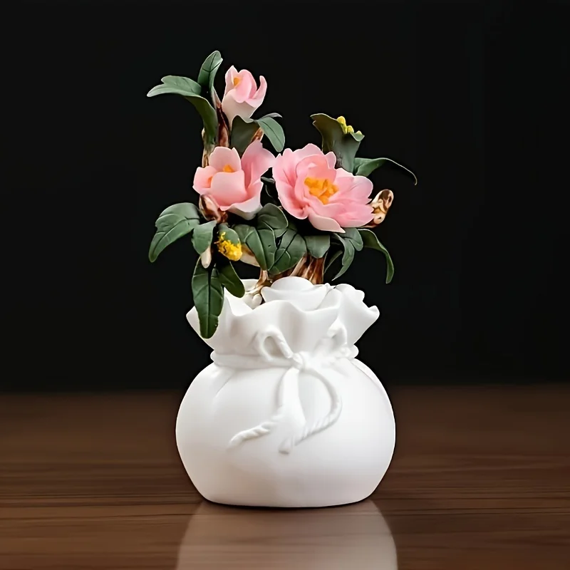 

Contemporary Ceramic Peony Flower Decorative Swag, Handcrafted Artisanal Decor Centerpiece, Tabletop Floral Arrangement with El