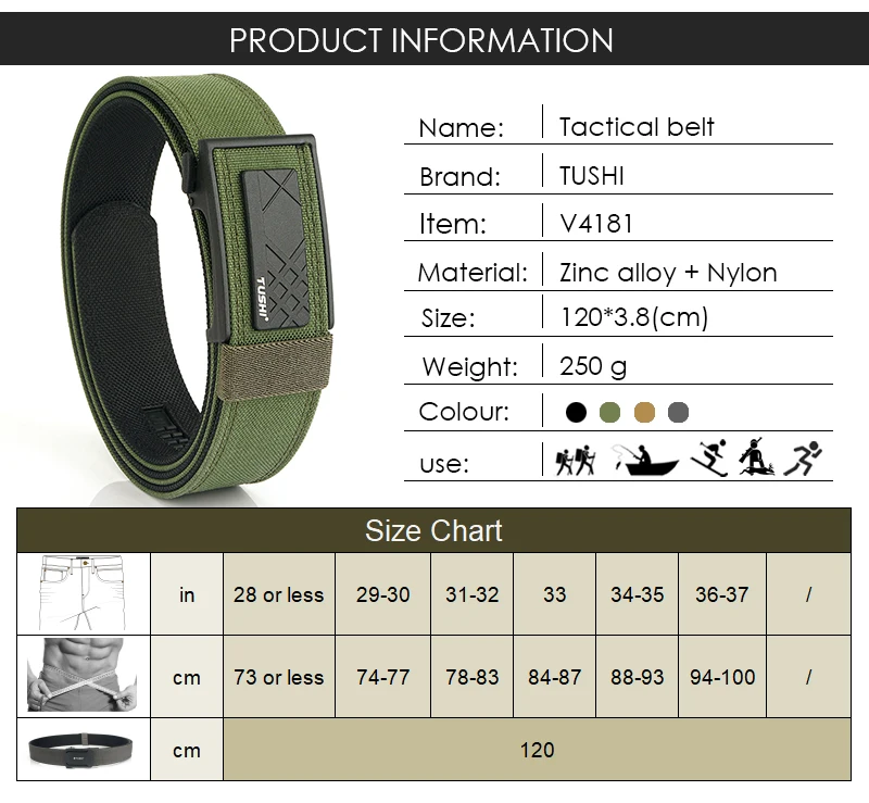 VATLTY Multifunctional Rigid Tactical Belt for Men Metal Automatic Buckle Casual Belt Stiff Work Belt Military Accessories