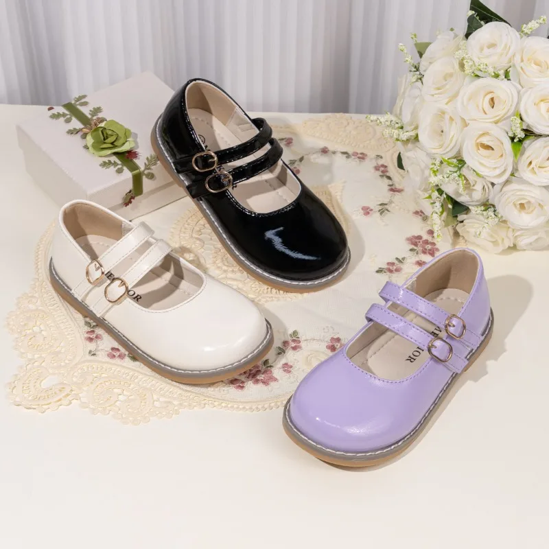

Mumoresip Kids Mary Jane Shoes Simple Solid Color Girls Leather Shoes School Perform Non-slip Children's Princess Flat Shoes
