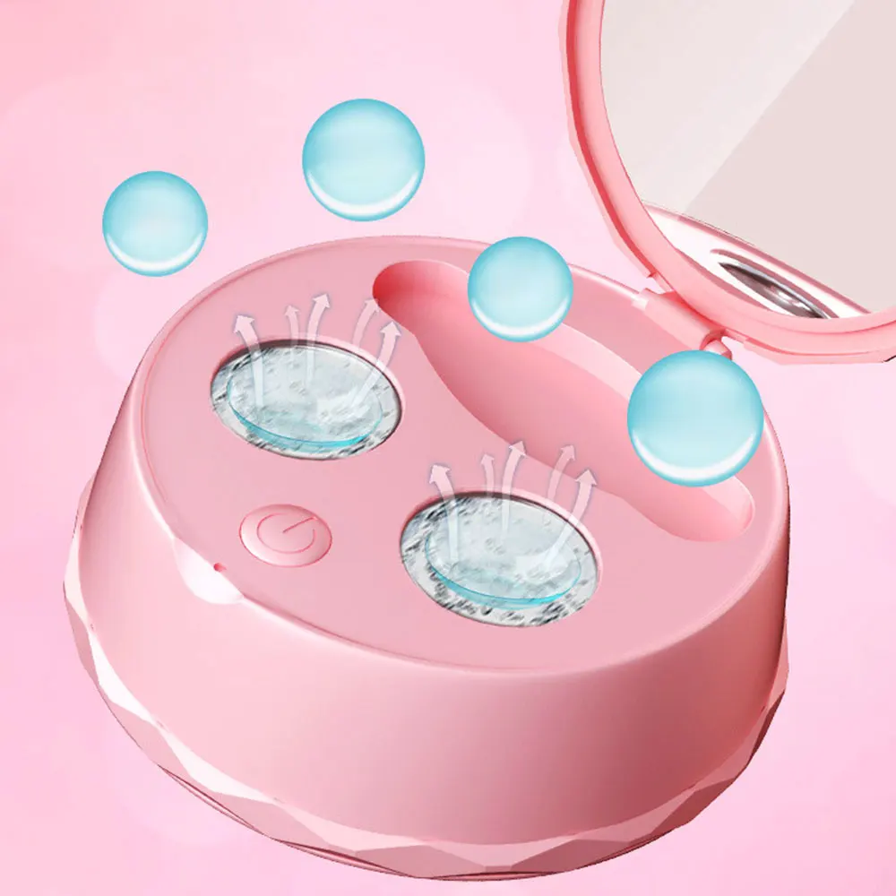 أحدث آلة التنظيف بالموجات فوق الصوتية للعدسات اللاصقة عالية التردد 58000 هرتز تردد الاهتزاز توقيت منظف قابل لإعادة الشحن