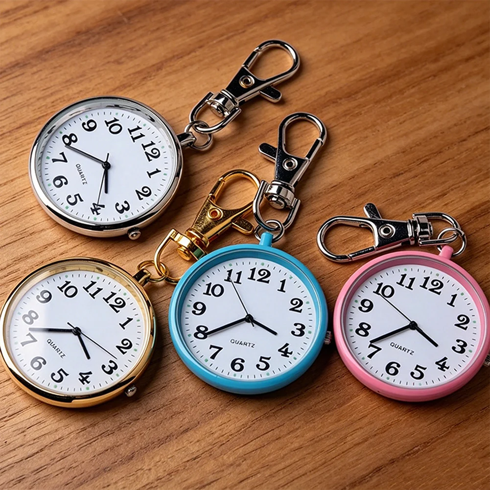 Fashion Unisex Round Dial Quartz-Analog Nurse Pocketwatch Lightweight Digital Watch Keychain For Backpack For Outdoor Hiking
