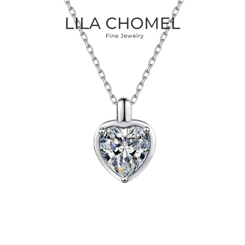 

Daughter Adult's 18K White Gold Girl Valentine's Day Necklaces 1/2CT Heart Moissanite Diamond Women PT950 Platinum Birthday Gift