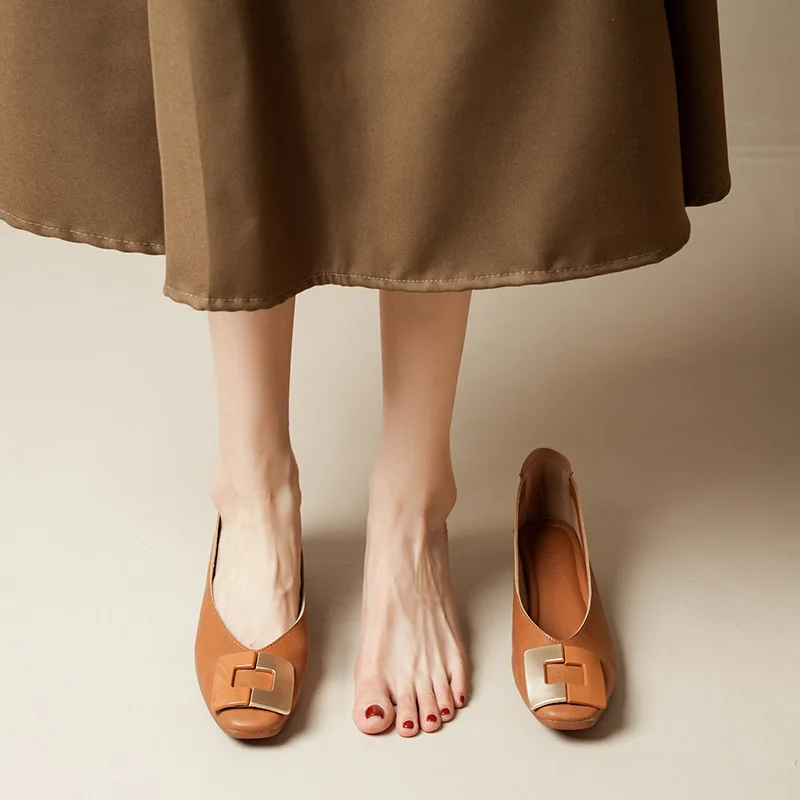 Flat Shoes Women's Fashion Butterfly-knot Square Toe Party Leather Ballet Big Size 43 Shallow Ladies Loafers Black Blue New 2024