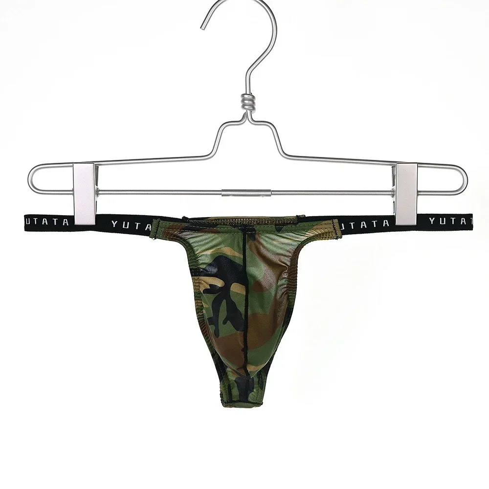 

Sexy Bulge Pouch G String Bikini Pants, Camouflage Men Thong Briefs, Low Waist, Breathable, Polyester Fabric, S XL