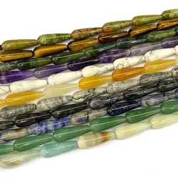 New 10*30mm Drop Beads Natural Stone Agate Amethyst Aventurine Amazonite Labradorite for Jewelry Making Diy Bracelets Earrings