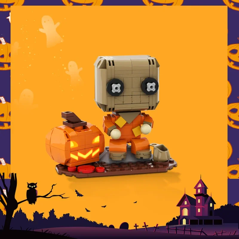 

MOC Horror Movie Pumpkin Lantern Doll Model Building Blocks Supernatural Halloween Trick'r Treat Action Figure Brick Toy Gift