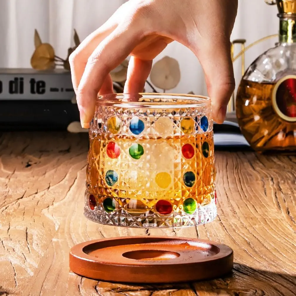 

Bar Accessory With Base Spinning Whiskey Glass Rotating Clear Brandy Glass Thickened Wine Cup Kitchen