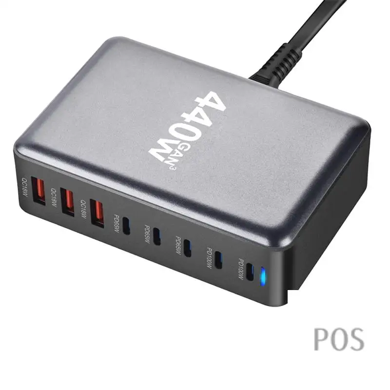 

NEW 440W Gan Fast Charge 3.0 USB Type C Fast Charger Mobile 8-Port PD Charger Convenient To Carry Tablet Charger EU PLUG-POS